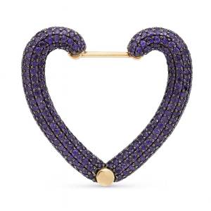 Büyük Boy Mor Kalp Halka Küpe
