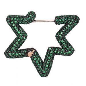 Büyük Boy Yeşil Yıldız Halka Küpe