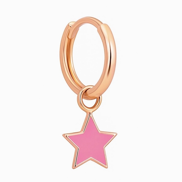 Pembe Yıldız Halka Küpe