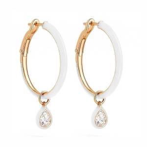 Damla Taşlı Beyaz Halka Küpe M