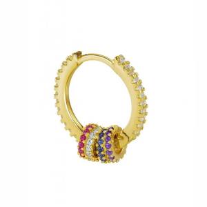 Pastel Halkalı Halka Küpe / Sarı