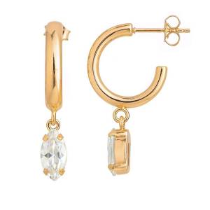 İtalyan, Swarovski Markiz Halka Küpe / Rose