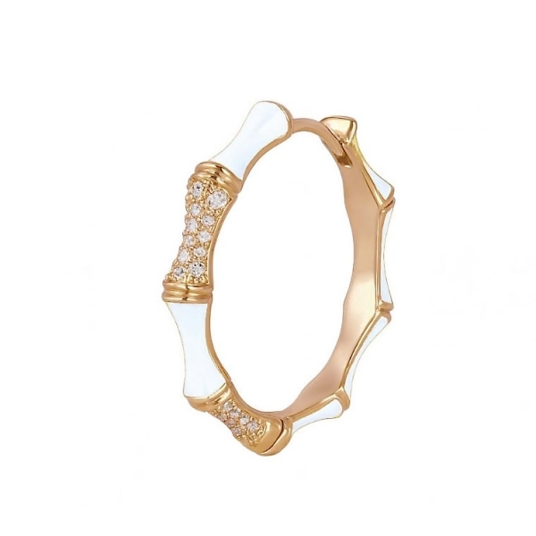 Beyaz Bambu Halka Küpe