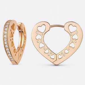 Çift Taraflı Kalp Küpe / Rose