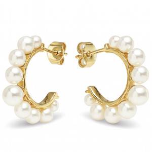 Süzme İnci Halka Küpe / Sarı