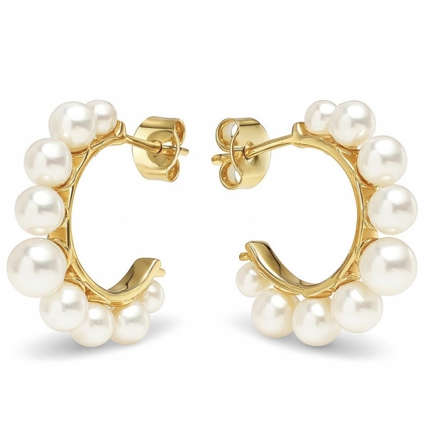 Süzme İnci Halka Küpe / Sarı