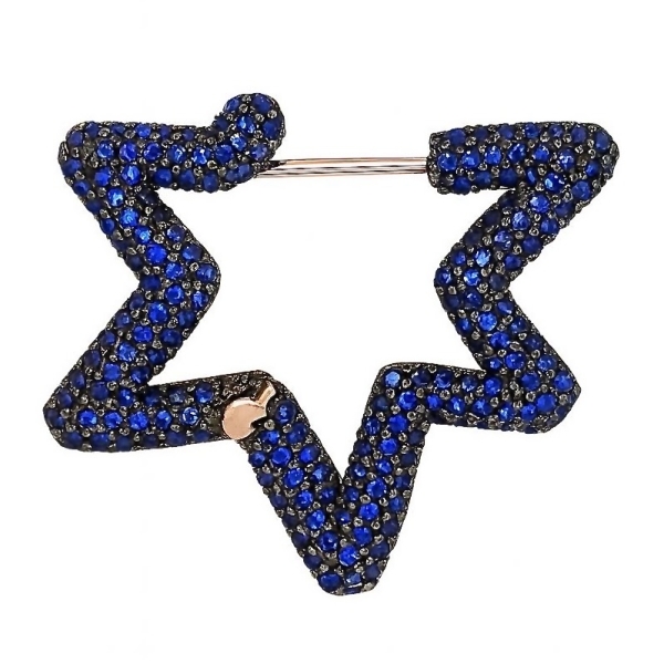 Büyük Boy Mavi Yıldız Halka Küpe