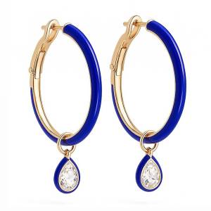 Damla Taşlı Mavi Halka Küpe L