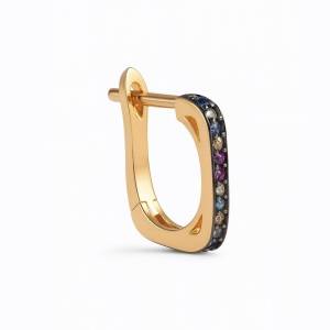 Mini Multicolor Kare Halka Küpe