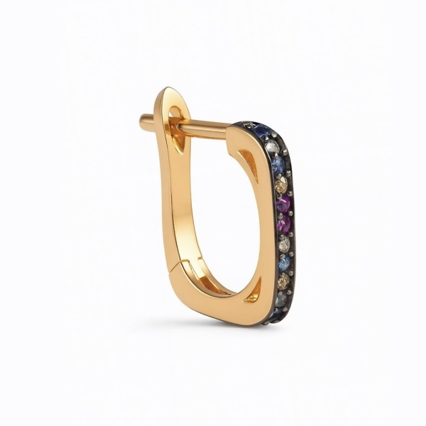 Mini Multicolor Kare Halka Küpe