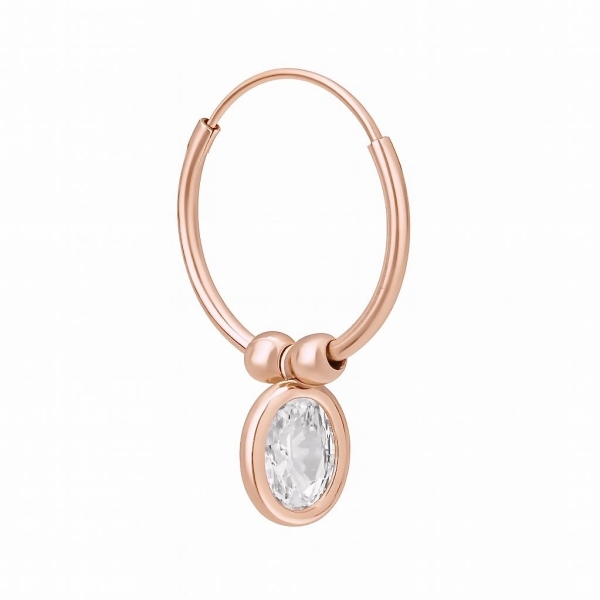 Oval Taş Halka Küpe