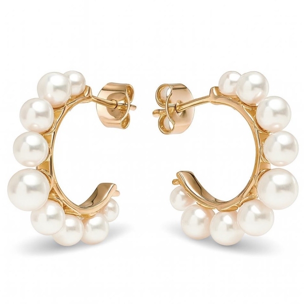 Süzme İnci Halka Küpe / Rose