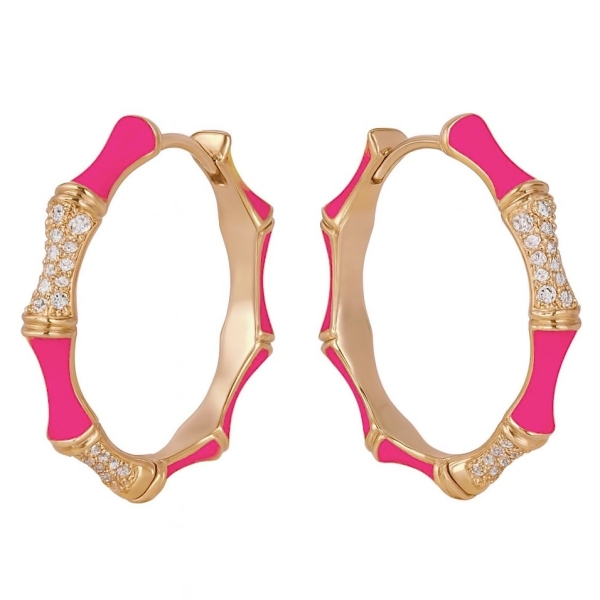 Pembe Bambu Halka Küpe