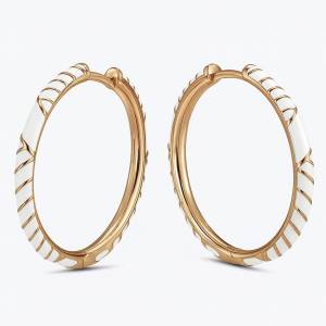 Beyaz Çizgi Halka Küpe