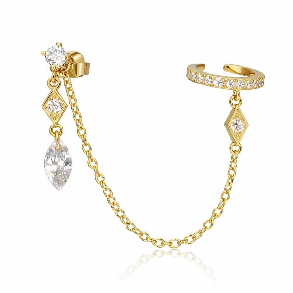 Hanna Cris Küpe & Ear Cuff / Sarı