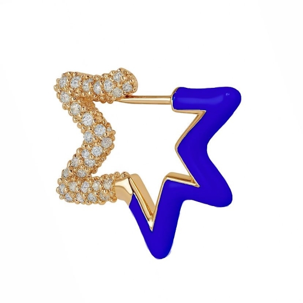 Mavi Mine Yıldız Halka Küpe 