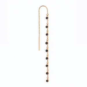 Siyah Bezel Zincir Küpe