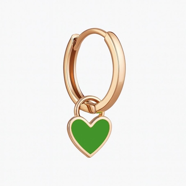 Yeşil Kalp Halka Küpe