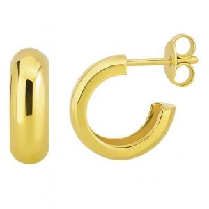 İtalyan Bombe Halka Küpe / Sarı