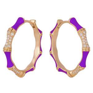 Mor Bambu Halka Küpe