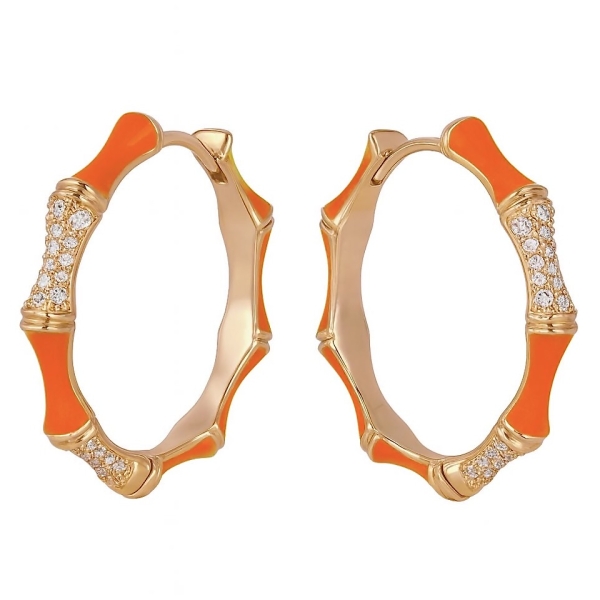 Oranj Bambu Halka Küpe