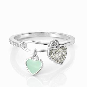 Double Kalp Charm Yüzük 