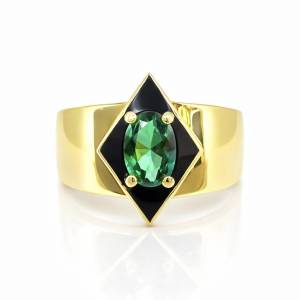 Green Karo Plain Yüzük