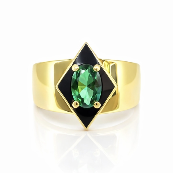 Green Karo Plain Yüzük