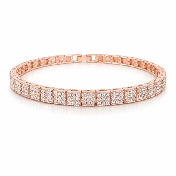 Pave Square Plain Bileklik / Rose