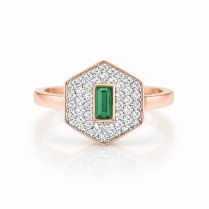 Yeşil Begi Pave Serçe Yüzük / Rose