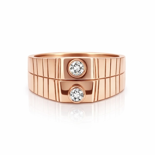 Double Bezel Line Yüzük / Rose