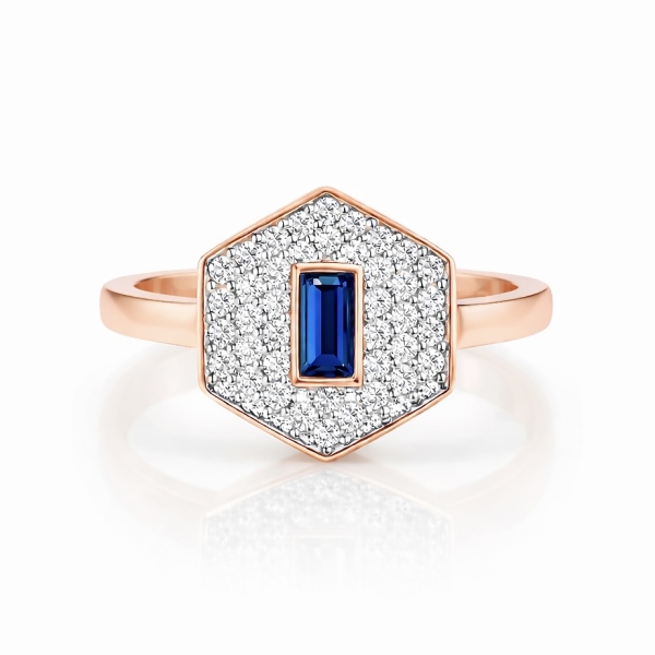 Mavi Begi Pave Serçe Yüzük 