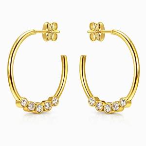 Suzi Bezel Halka Küpe / Sarı