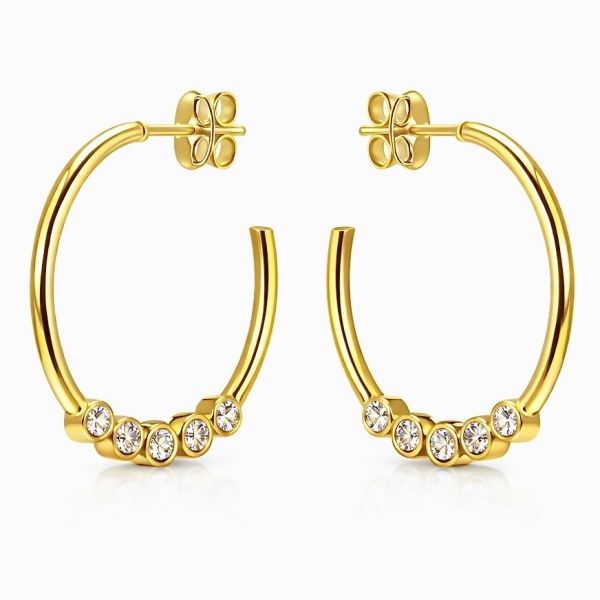 Suzi Bezel Halka Küpe / Sarı