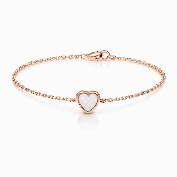 Beyaz Opal Kalp Bileklik