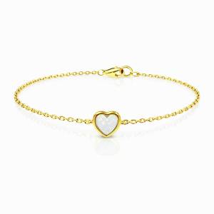 Beyaz Opal Kalp Bileklik / Sarı
