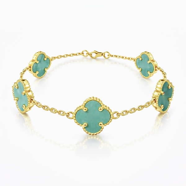 Beş Clover Bileklik / Turkuaz