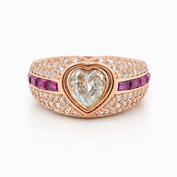 Fuşya Begi Kalp Yüzük 