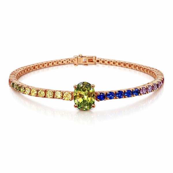 Yeşil Oval Rainbow SuYolu Bileklik