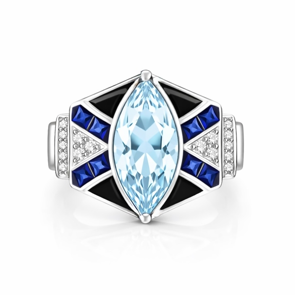 Mavi Begi Aqua Markiz Yüzük 