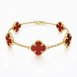 Beş Clover Bileklik / Kırmızı