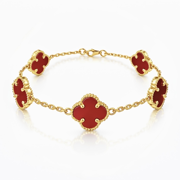 Beş Clover Bileklik / Kırmızı