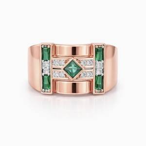 Yeşil Karo Begi Strip Yüzük 