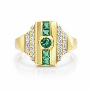 Yeşil Begi Bezel Yüzük / Sarı