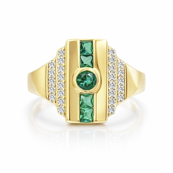 Yeşil Begi Bezel Yüzük / Sarı