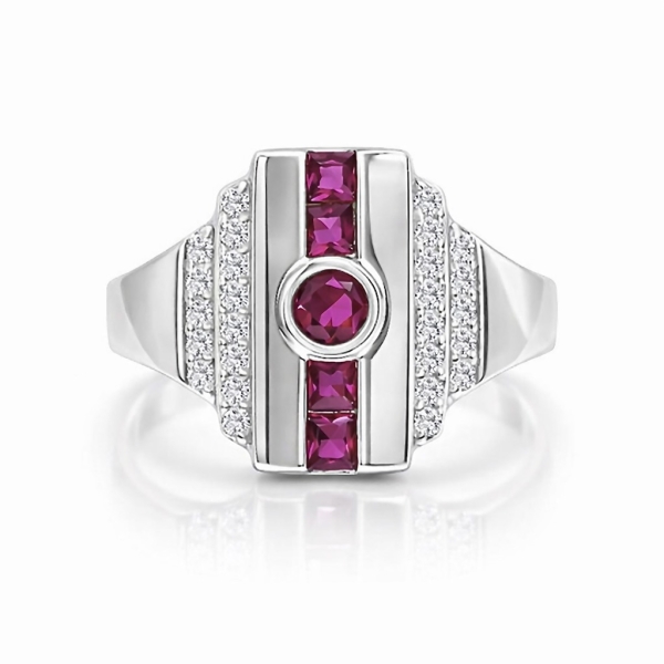 Fuşya Begi Bezel Yüzük 