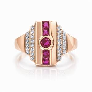 Fuşya Begi Bezel Yüzük / Rose