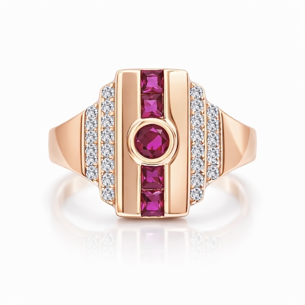 Fuşya Begi Bezel Yüzük / Rose