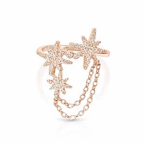 Çift Zincirli Yıldız Yüzük (Rose)