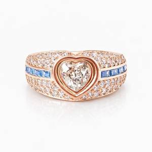 Aqua Begi Kalp Yüzük / Rose